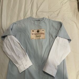 Acne Studios blue and white long sleeve shirt